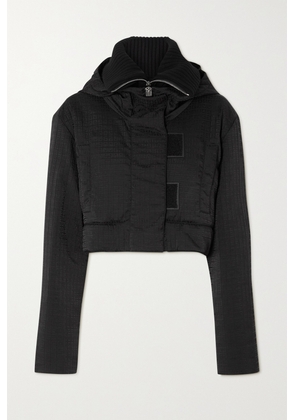 Givenchy - Cropped Padded Wool Blend-trimmed Shell-jacquard Hooded Jacket - Black - FR34,FR36,FR38,FR40,FR42,FR44