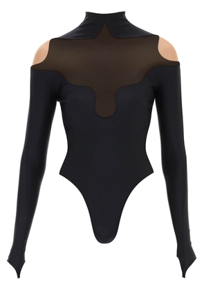 Mugler long sleeve illusion bodysuit - 36 Black