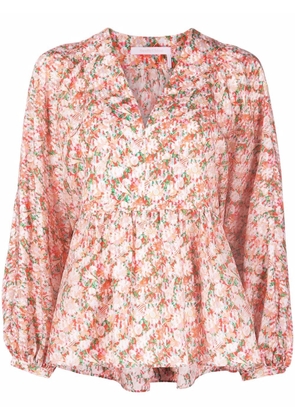 See by Chloé floral-print silk blouse - Red