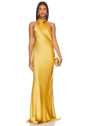 Amanda Uprichard Rainier Gown in Yellow. Size M, XL.