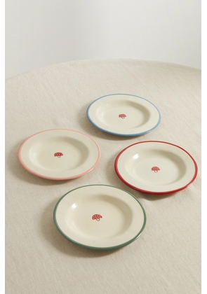 LAETITIA ROUGET - Mushroom Set Of Four Ceramic Dessert Plates - White - One size