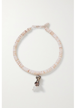Santangelo - Pronto Silver, Shell, Pearl And Jasper Anklet - Ivory - One size