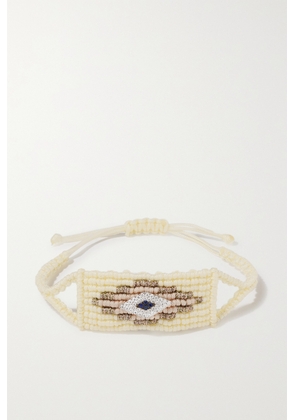 Diane Kordas - Evil Eye Woven Cord, Diamond And Sapphire Bracelet - Cream - One size