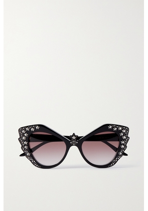Gucci Eyewear - Cat-eye Crystal-embellished Acetate Sunglasses - Black - One size