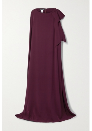 Oscar de la Renta - Cutout Draped Stretch-silk Gown - Burgundy - x small,small,medium,large,x large