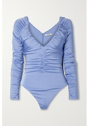 ET OCHS - Cora Gathered Satin-jersey Bodysuit - Blue - x small,small,medium,large,x large