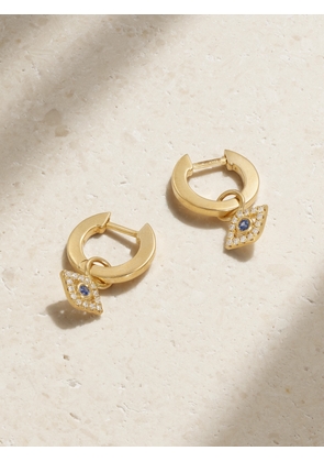 Sydney Evan - Small Evil Eye 14-karat Gold, Diamond And Sapphire Hoop Earrings - One size