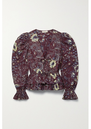 Ulla Johnson - Ren Ruffled Printed Cotton Blouse - Blue - US00,US0,US2,US4,US6,US8,US10,US12,US14,US16