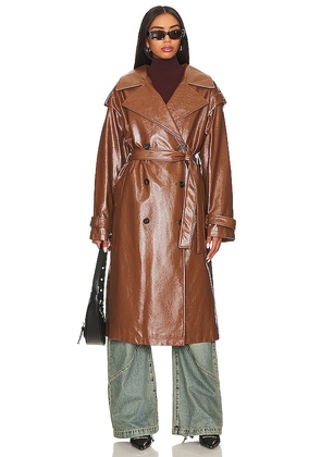 Apparis Isa Crinkle Coat in Brown. Size L, M, XS.
