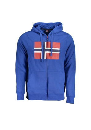 Norway 1963 Blue Hooded Fleece Sweatshirt with Central Pockets - L