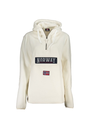 Norway 1963 Chic White Half-Zip Hooded Sweatshirt - M