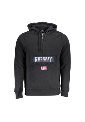 Norway 1963 Sleek Hooded Fleece Sweatshirt in Black - XL