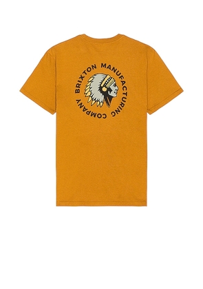 Brixton Rival Stamp Tee in Orange. Size M.