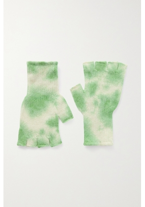 The Elder Statesman - Tie-dyed Cashmere Fingerless Gloves - Green - One size