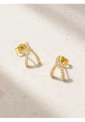 Jennifer Meyer - Mini Wishbone 18-karat Gold Diamond Earrings - One size