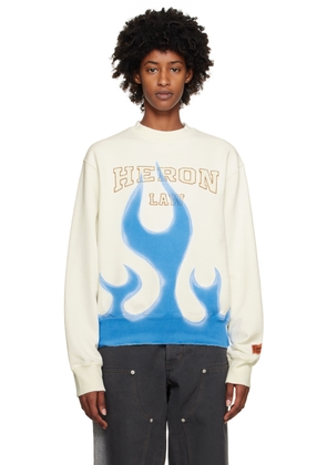 Heron Preston White Law Flames Sweatshirt