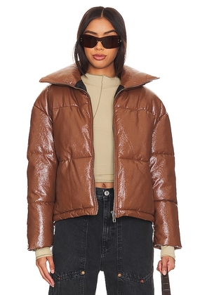 Apparis Billie Crinkle Jacket in Brown. Size M, S, XL, XS.