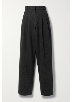 The Frankie Shop - Layton Pleated Wool-blend Wide-leg Pants - Gray - x small,small,medium,large,x large