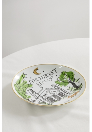 GINORI 1735 - + Luke Edward Hall Fox Thicket Folly 27cm Gold-plated Porcelain Plate - Green - One size