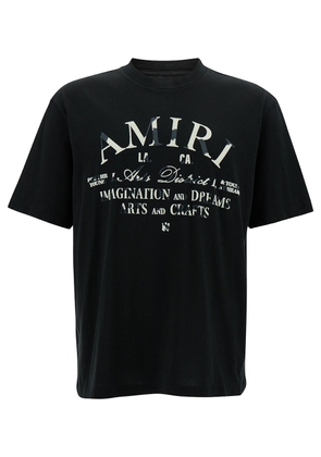 Amiri Black T-Shirt With Distressed Arts District Print In Cotton Man