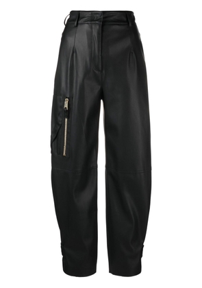 Blanca Vita tapered-leg faux-leather cargo trousers - Black