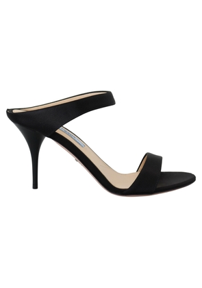 Prada Black Leather Sandals Stiletto Heels Open Toe Shoes - EU36/US5.5