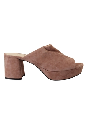Prada Prada Dark Rose Suede Camoscio Sandals Block Heels Shoes - EU37/US6.5