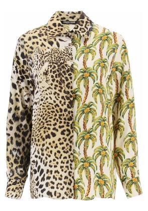 Roberto cavalli jaguar and palm tree printed shirt - 42 Beige