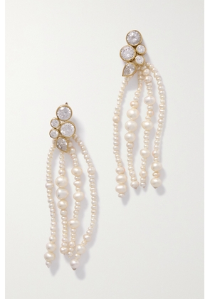 Completedworks - + Net Sustain Old But Still Influential Gold-plated, Pearl And Cubic Zirconia Earrings - White - One size