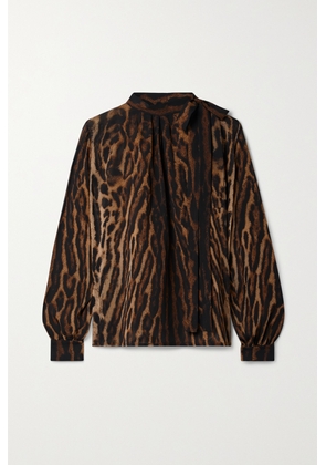 Givenchy - Tie-neck Leopard-print Silk-blend Georgette Blouse - Animal print - FR34,FR36,FR38,FR40,FR42,FR44