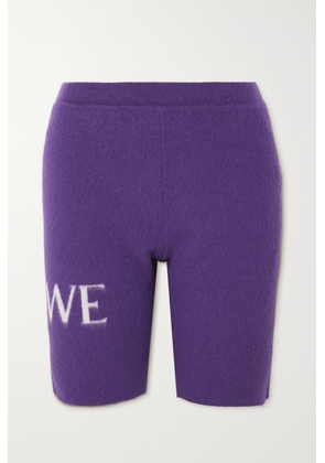 Loewe - Brushed Jacquard-knit Wool-blend Shorts - Purple - x small,small,medium,large