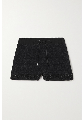 Sacai - Grosgrain-trimmed Frayed Tweed Shorts - Black - 0,1,2,3,4