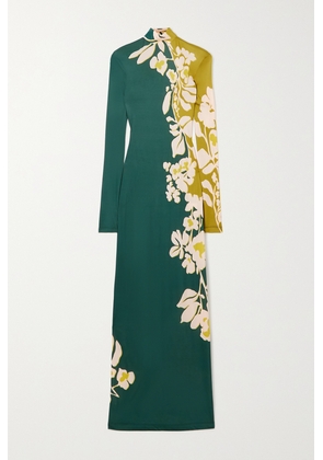 La DoubleJ - Halle Floral-print Satin-jersey Maxi Dress - Green - x small,small,medium,large,x large