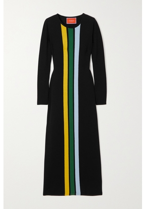La DoubleJ - London Striped Intarsia Merino Wool Maxi Dress - Black - x small,small,medium,large,x large,xx large