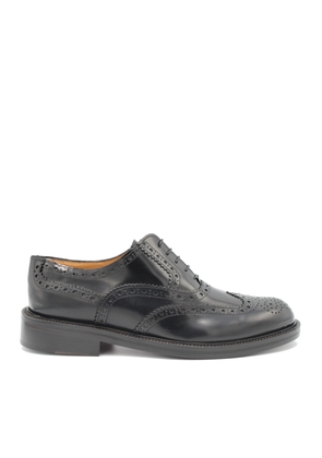 Saxone Of Scotland Black Spazzolato Leather Mens Laced Full Brogue Shoes - EU40.5/US7.5