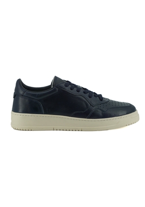 Saxone Of Scotland Navy Blue Leather Low Top Sneakers - EU39/US6