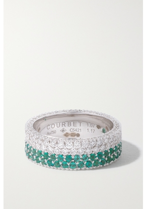 Courbet - Tennis 18-karat Recycled White Gold, Emerald And Laboratory-grown Diamond Ring - Green - 6,7