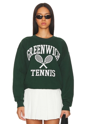 firstport Greenwich Tennis Crewneck Sweatshirt in Dark Green. Size M.