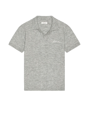 FLANEUR Signature Knit Polo in Light Grey. Size S, XL/1X.