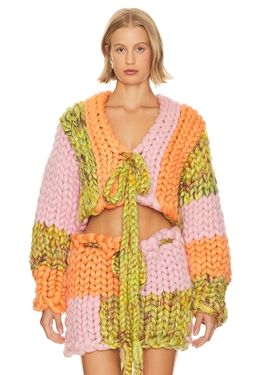 Hope Macaulay Colossal Knit Cardigan in Peach. Size M/L, S/M.