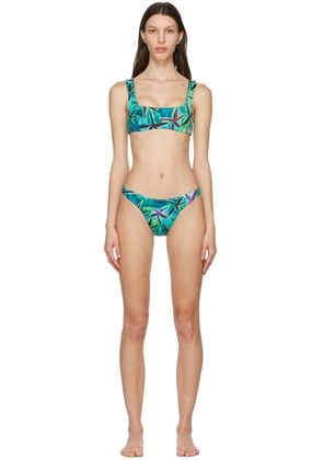 Louisa Ballou Green & Blue Scoop Bikini