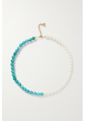 Fry Powers - 14-karat Gold, Pearl And Turquoise Necklace - Blue - One size