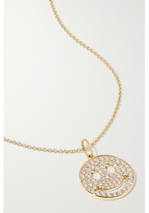 Sydney Evan - Medium Happy Face 14-karat Gold Diamond Necklace - One size