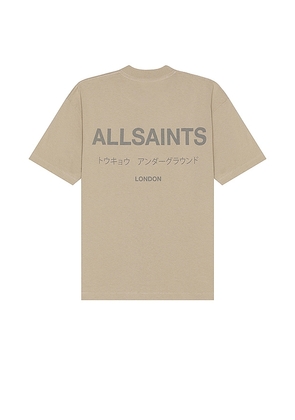 ALLSAINTS Underground Tee in Taupe. Size M, S.