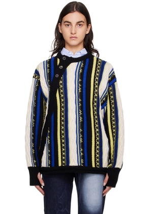 ADER error Blue & Yellow Buttoned Sweater