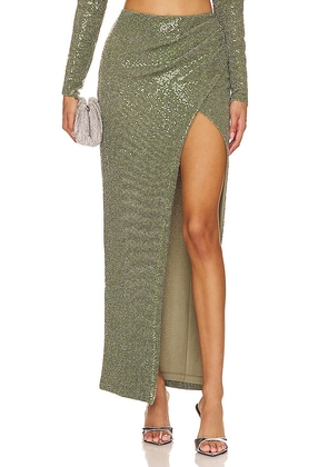 Camila Coelho Martin Maxi Skirt in Olive. Size M, S, XL.