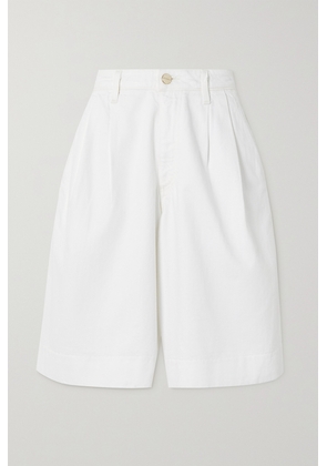GOLDSIGN - + Net Sustain The Scout Pleated Organic Denim Shorts - White - 23,24,25,26,27,28,29,30,31,32