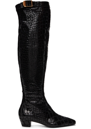 TOM FORD Black Printed Leather Boots