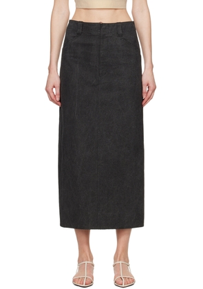 AURALEE Black Faded Midi Skirt