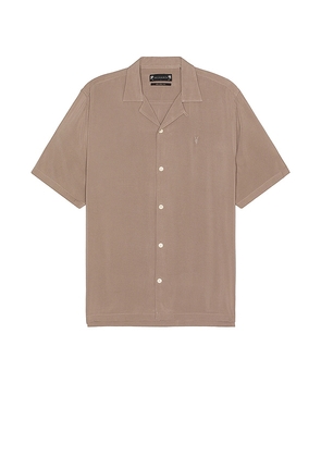 ALLSAINTS Venice Short Sleeve Shirt in Brown. Size S.
